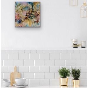 Nirvana, Original Alcohol Ink and Resin Artwork on wood panel 12”x12”